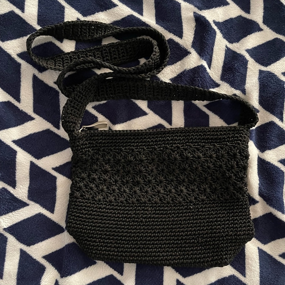 Worthington black crochet crossbody bag
